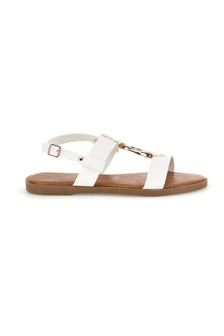 Weiße Sandalen mit runder Frontverzierung Mon Dieu PREA3712