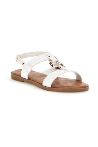Weiße Sandalen mit runder Frontverzierung Mon Dieu PREA3712