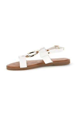 Weiße Sandalen mit runder Frontverzierung Mon Dieu PREA3712