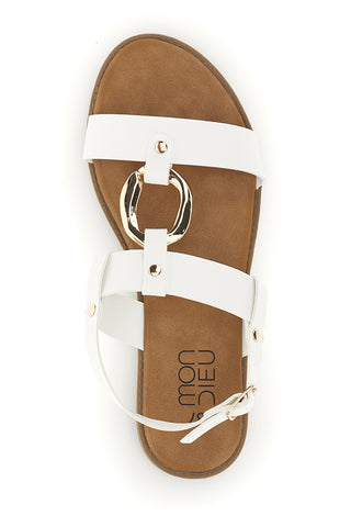 Weiße Sandalen mit runder Frontverzierung Mon Dieu PREA3712