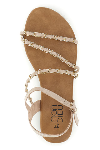 Beige Sandalen mit Zierkette Mon dieu PREA3682