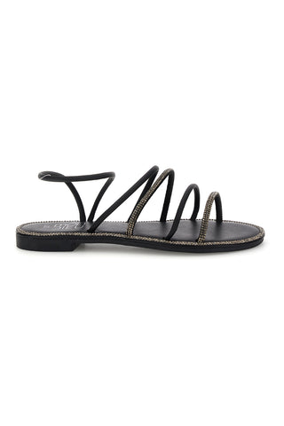 Schwarze flache Sandalen Mon dieu PRE9350