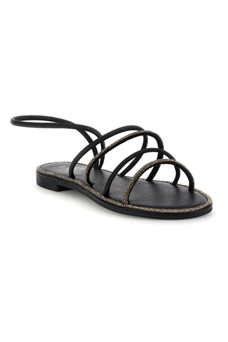 Schwarze flache Sandalen Mon dieu PRE9350