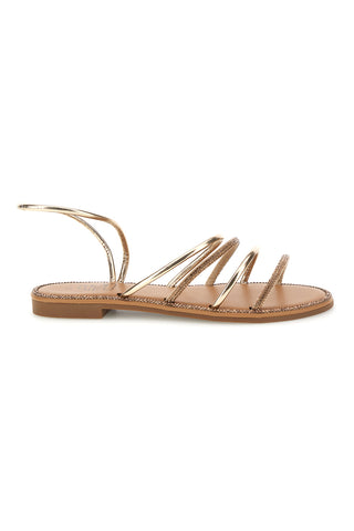 Flache Sandalen aus Platin mit Strasssteinen Mon dieu PRE9350