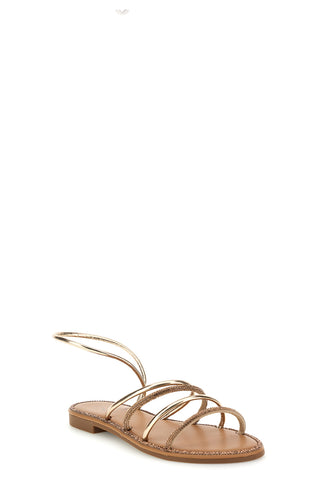 Flache Sandalen aus Platin mit Strasssteinen Mon dieu PRE9350