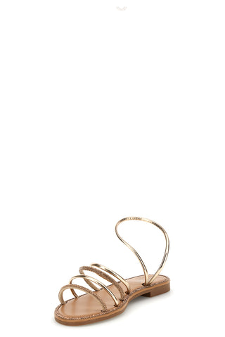 Flache Sandalen aus Platin mit Strasssteinen Mon dieu PRE9350
