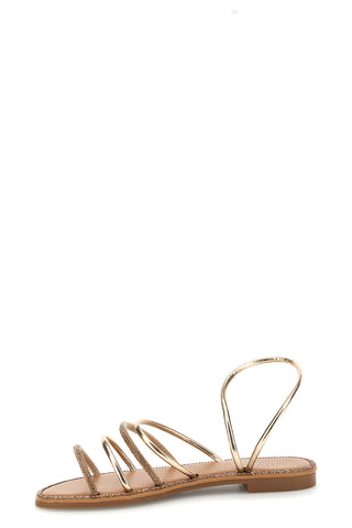 Flache Sandalen aus Platin mit Strasssteinen Mon dieu PRE9350