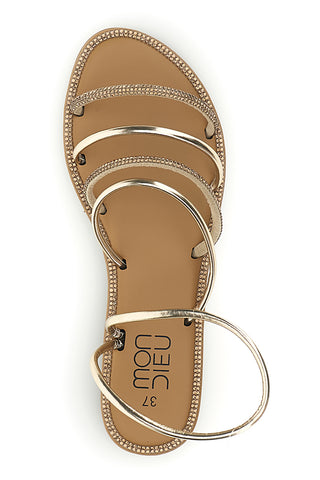 Flache Sandalen aus Platin mit Strasssteinen Mon dieu PRE9350