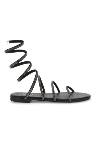 Schwarze Sandalen mit Strasssteinen Mon dieu PRE9300