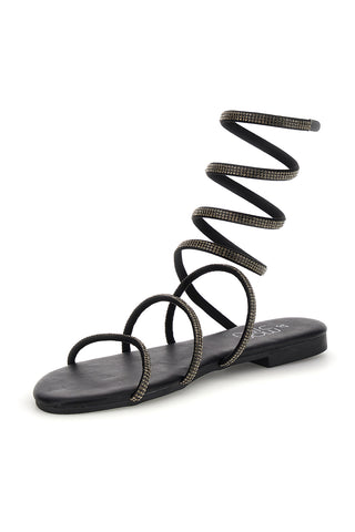 Schwarze Sandalen mit Strasssteinen Mon dieu PRE9300