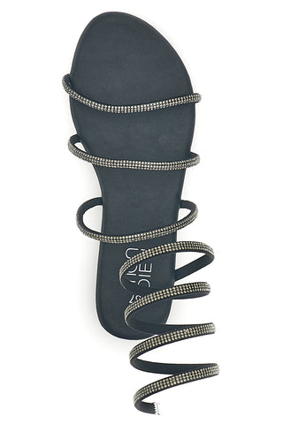 Schwarze Sandalen mit Strasssteinen Mon dieu PRE9300