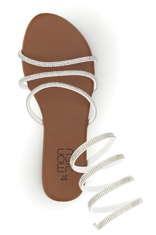 Weiße Sandalen mit Strasssteinen Mon dieu PRE9300