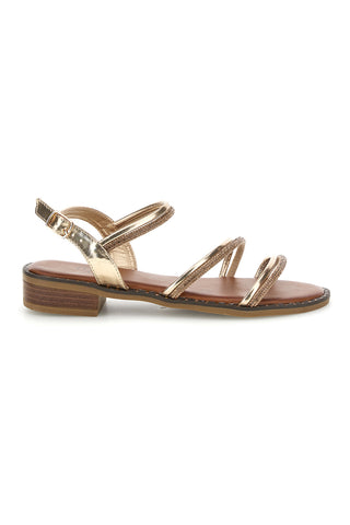 Goldene Sandalen mit Riemen und dünnen Bändern Mon dieu PREA123