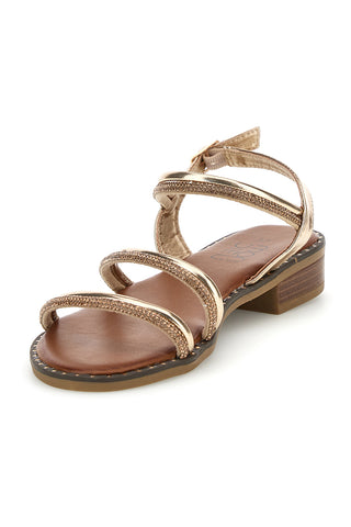 Goldene Sandalen mit Riemen und dünnen Bändern Mon dieu PREA123