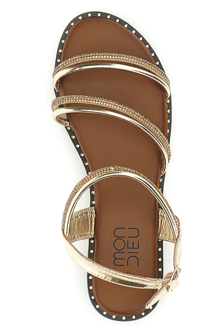 Goldene Sandalen mit Riemen und dünnen Bändern Mon dieu PREA123