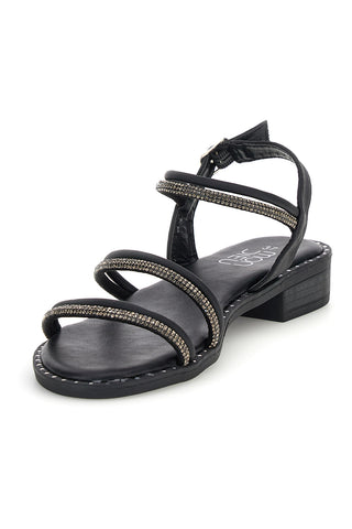 Schwarze Sandalen mit Riemen und leuchtenden Details Mon dieu PREA123