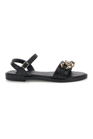 Schwarze Sandalen mit Zierkette Mon dieu PRE5384