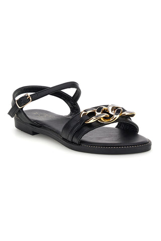 Schwarze Sandalen mit Zierkette Mon dieu PRE5384