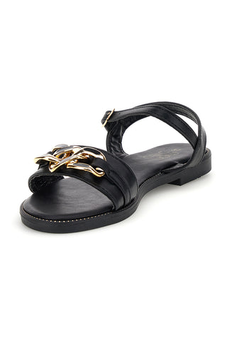 Schwarze Sandalen mit Zierkette Mon dieu PRE5384