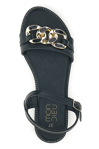 Schwarze Sandalen mit Zierkette Mon dieu PRE5384