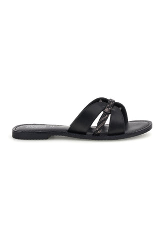 Ciabatte nero in vera pelle con fasce incrociate Pittarello sun TIMA3960