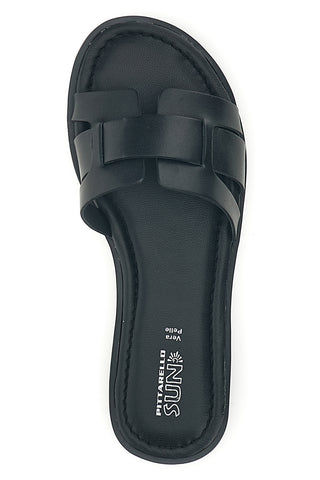 Ciabatte nere con fasce intrecciate Pittarello sun TIMA641