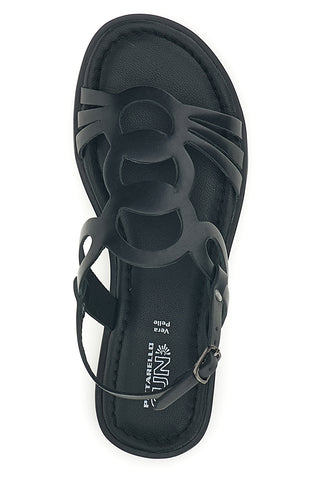 Schwarze Sandalen mit geflochtenen Riemen Pittarello Sonne TIMA644