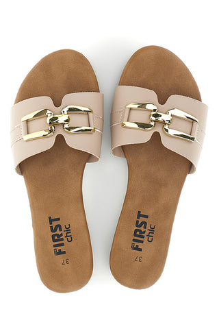 Ciabatte beige con morsetto The first chic PREA3550