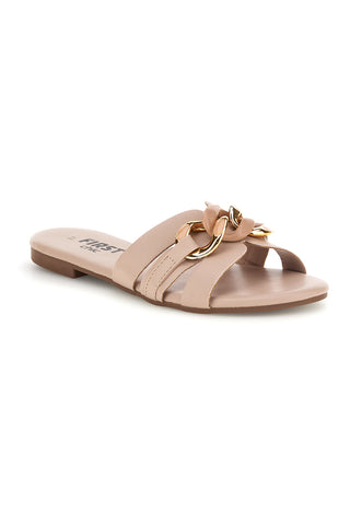 Beige Hausschuhe mit dekorativer Kette Die erste PREA1320