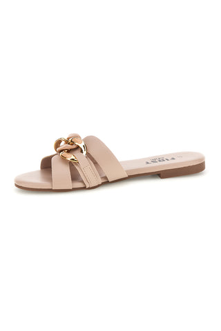 Beige Hausschuhe mit dekorativer Kette Die erste PREA1320