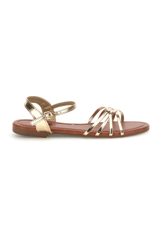 Gold Sandalen mit dünnen Riemen und Knöchelriemen Die erste PRE3090