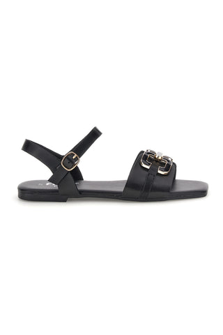 Schwarze Sandalen mit Hufeisen Die erste PREA3595
