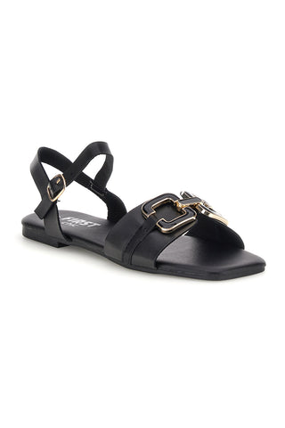 Schwarze Sandalen mit Hufeisen Die erste PREA3595