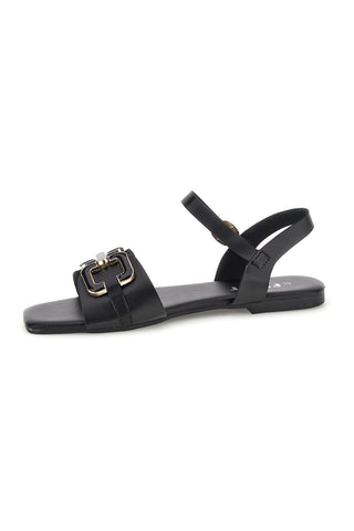 Schwarze Sandalen mit Hufeisen Die erste PREA3595
