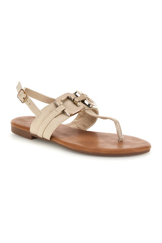 Beige Sandalen mit Flip-Flops und Hufeisen Die erste PREA3572