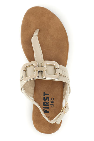 Beige Sandalen mit Flip-Flops und Hufeisen Die erste PREA3572