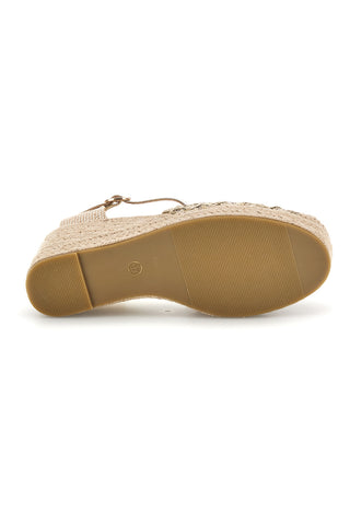 Sandali espadrillas oro con zeppa e cinturino Fun beach P714