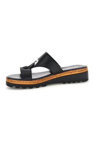Schwarze Lederslipper mit Band und Schnalle Pittarello 241070811