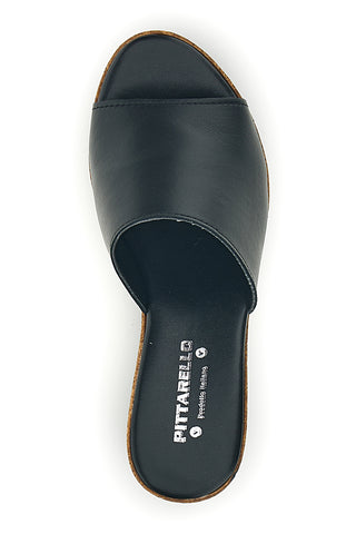 Schwarze Lederpantoffeln mit Keil Pittarello 28004525
