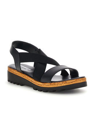 Sandali neri in pelle con fasce incrociate Pittarello 310570811
