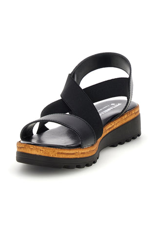 Sandali neri in pelle con fasce incrociate Pittarello 310570811