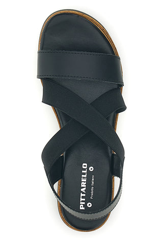 Sandali neri in pelle con fasce incrociate Pittarello 310570811