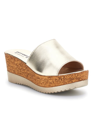Gold Slipper mit echtem Leder Keil Made in Italy Pittarello 23317428