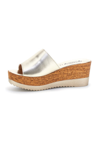 Gold Slipper mit echtem Leder Keil Made in Italy Pittarello 23317428