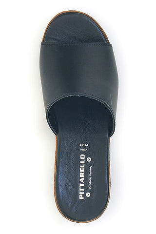 Ciabatte Nere con zeppa in vera pelle Made in Italy Pittarello 233170428