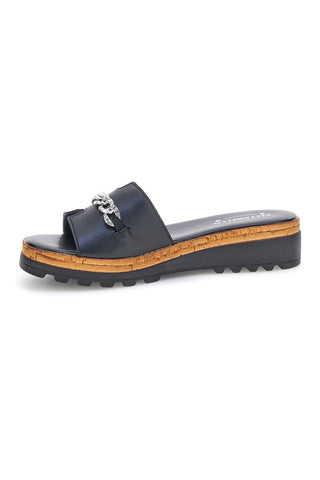 Schwarze Hausschuhe aus echtem Leder Made in Italy mit Kette Pittarello 333170811