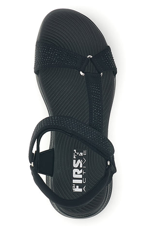 Schwarze Sandalen mit strassbesetzten Riemchen First active 3
