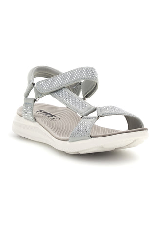 Graue Sandalen mit strassbesetzten Riemchen First active 3