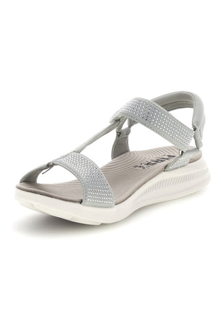 Graue Sandalen mit strassbesetzten Riemchen First active 3