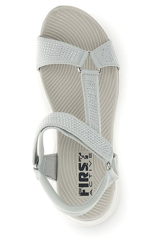 Graue Sandalen mit strassbesetzten Riemchen First active 3